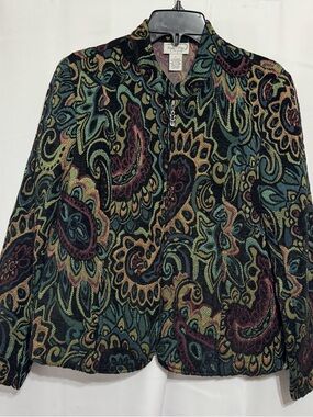 Molly & Maxx Tapestry Paisley Jacket L Whimsigoth Dark Academia Zip Front Floral
